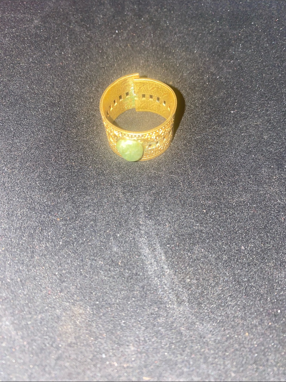 Gold Filigree Ring with Green Stone - Women's Jewelry